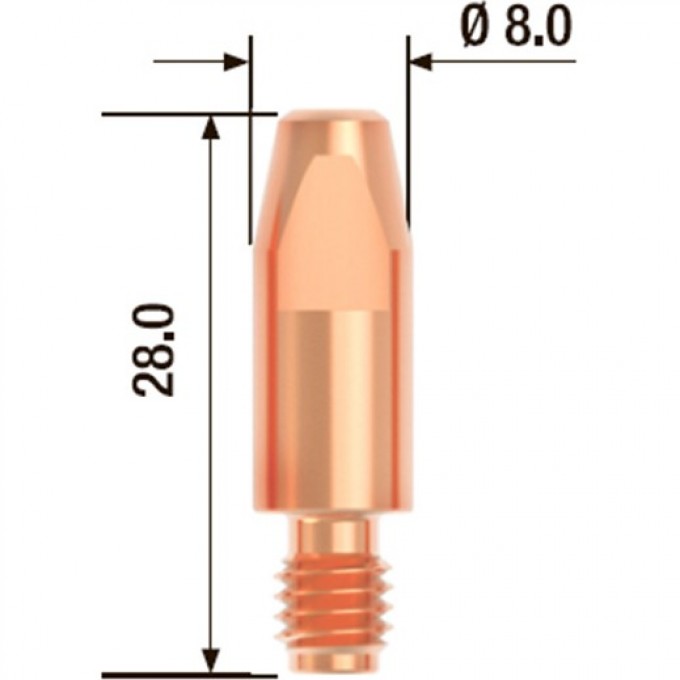 Контактный наконечник FUBAG M6х28 мм ECU D=0.6 мм FB.CTM6.28-06 Контактный наконечник FUBAG M6х28 мм ECU D=0.6 мм FB.CTM6.28-06