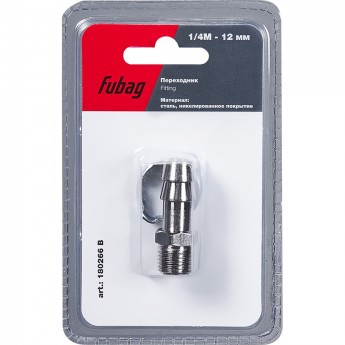Переходник FUBAG 1/4"М на елочку 12мм с обжимным кольцом 12x17мм_блистер 1 шт 180266B